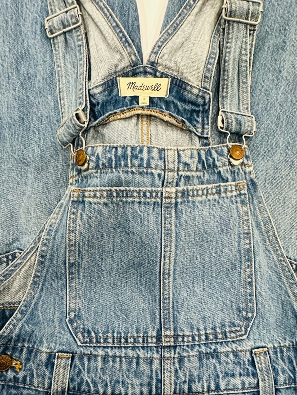 Madewell Denim Overalls Women’s Small Blue Straight Leg Adjustable Strap - Picture 10 of 16